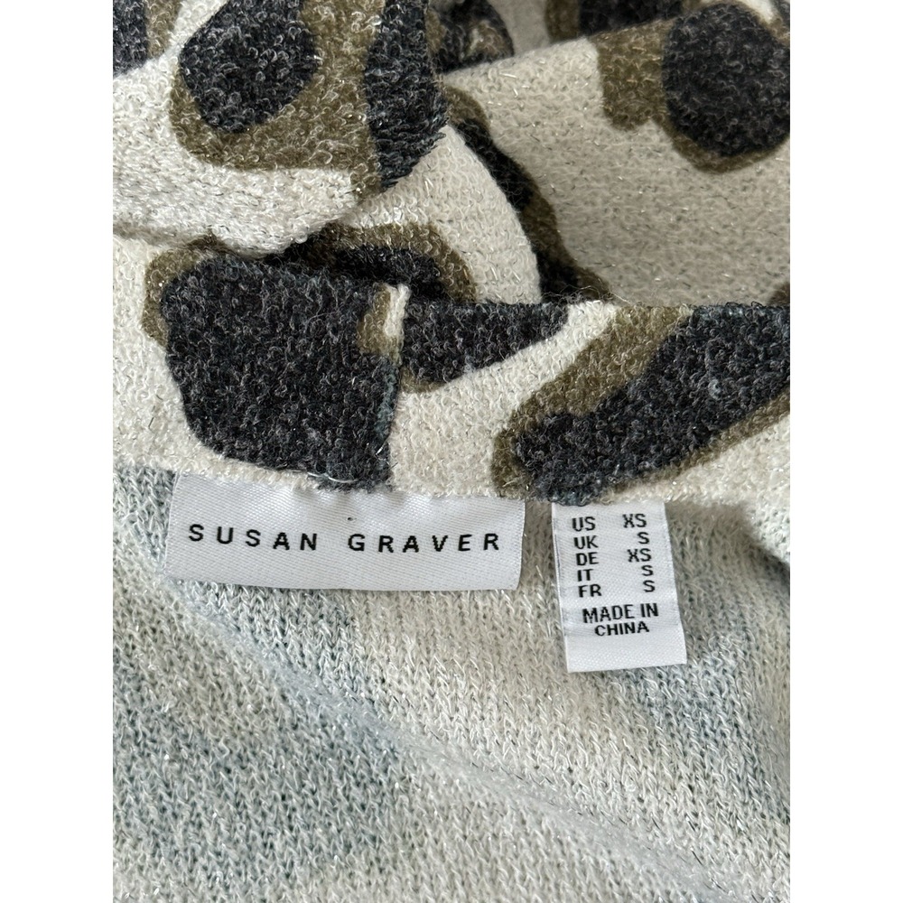 Women's Susan Graver Open Front Long Sleeve Animal Print Cardigan Beige Size XS - Picture 3 of 9